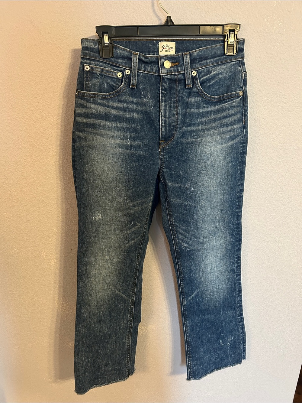 J. Crew Women Billie Demi Boot Crop Dark Washed Indigo Relaxed Jeans Size 27
